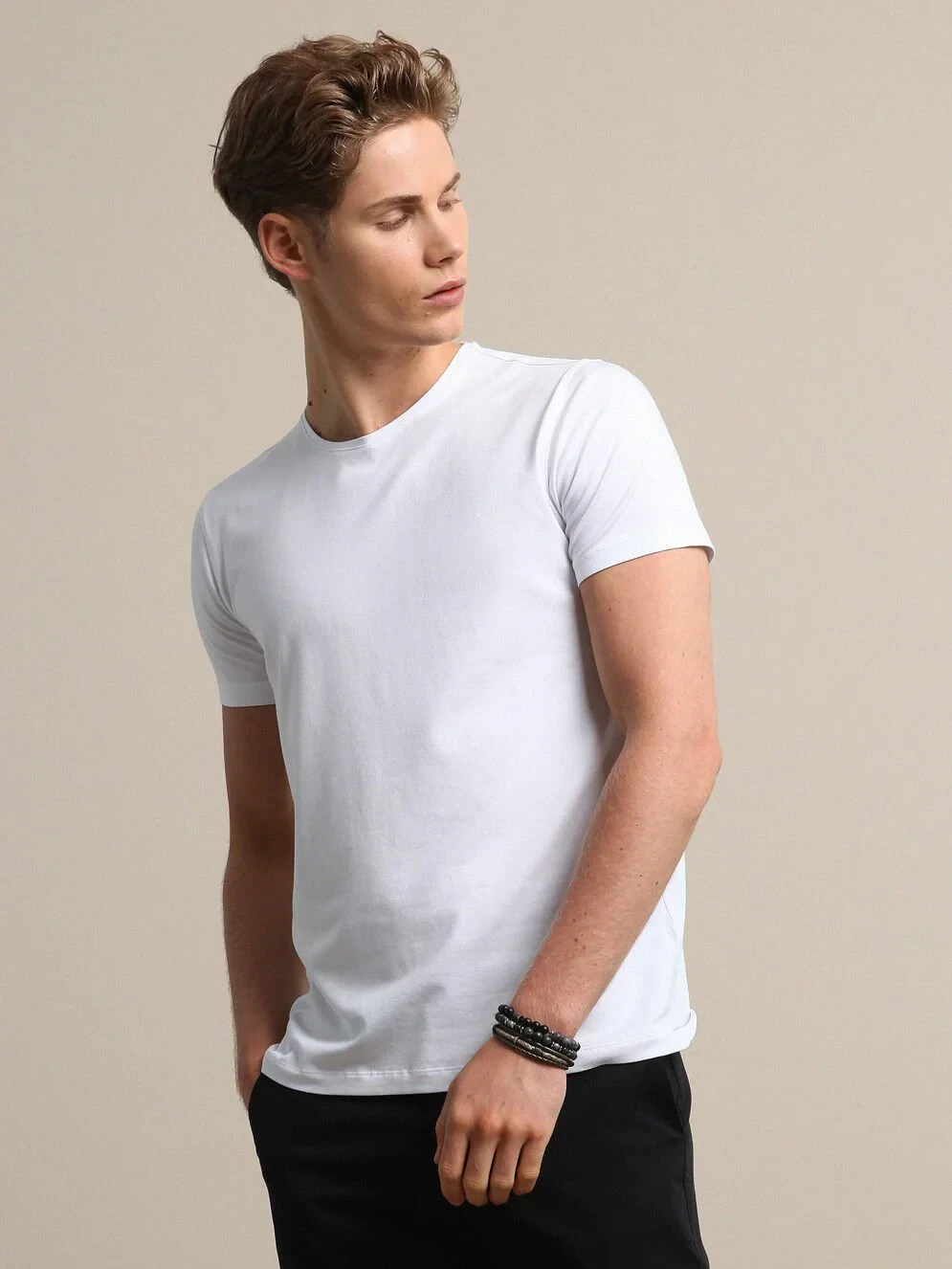 White Cotton Blended T-Shirt - 3