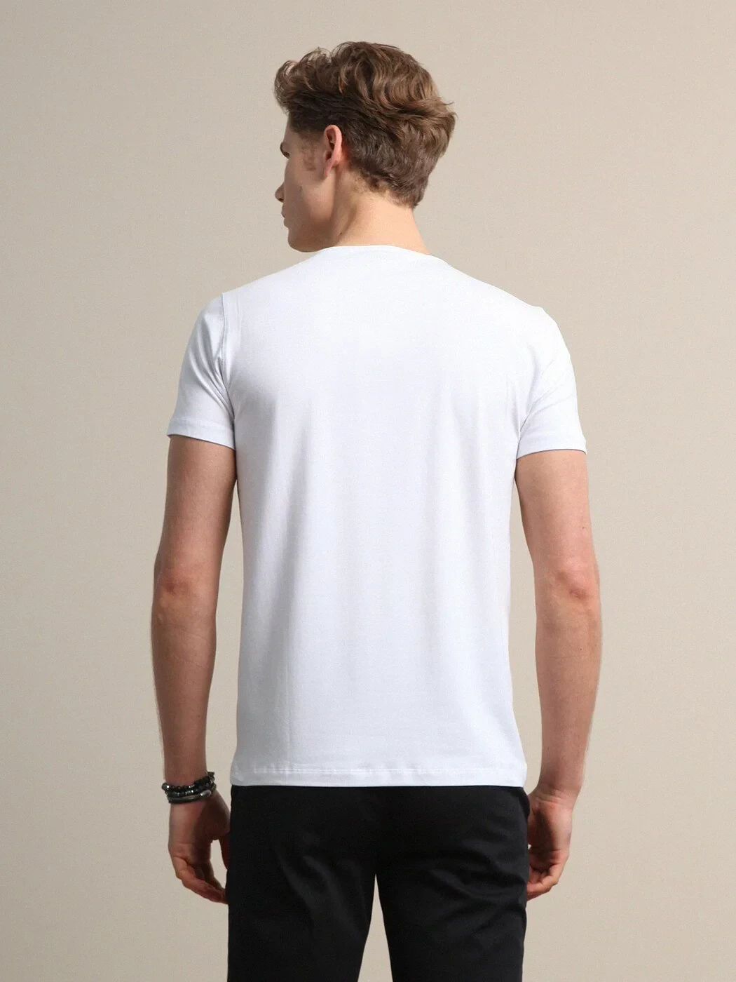 White Cotton Blended T-Shirt - 5