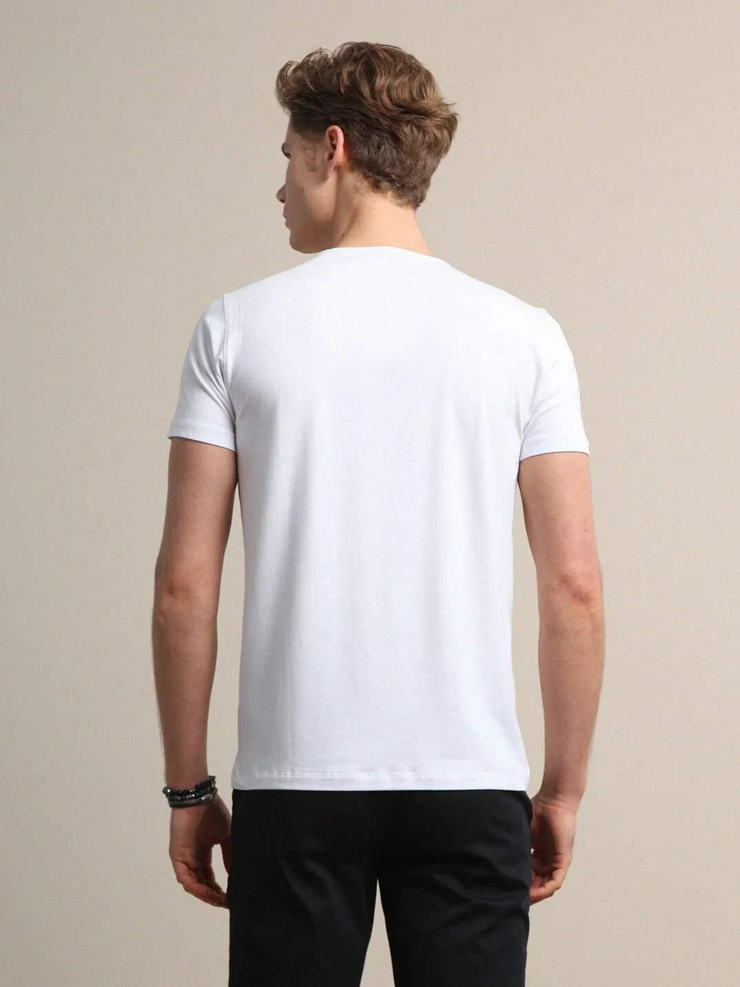 White Cotton Blended T-Shirt - 5
