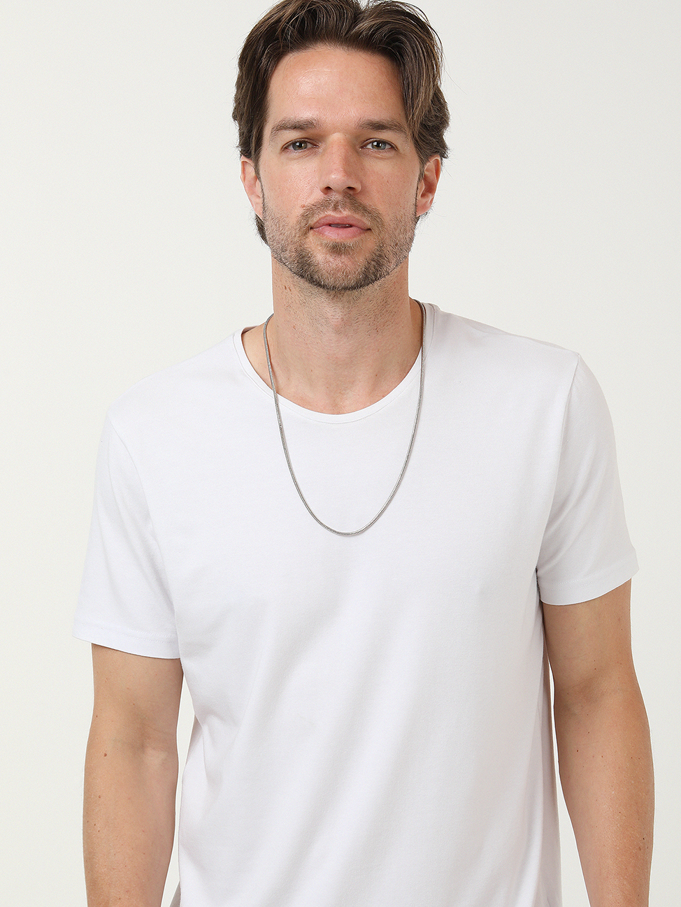 White Cotton Blended T-Shirt - 1