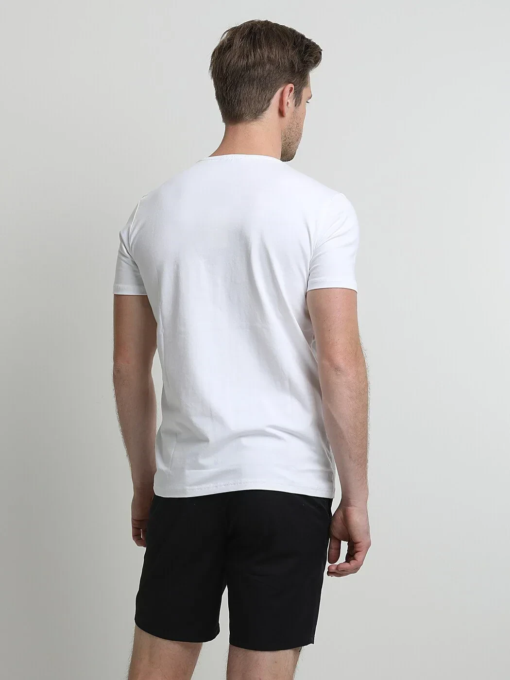 White Cotton Blended T-Shirt - 4