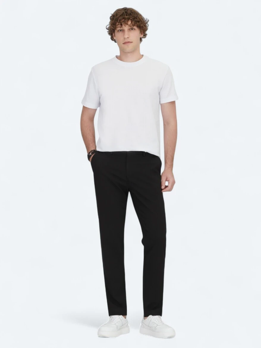 White Crew Neck 100% Cotton T-Shirt - KİP