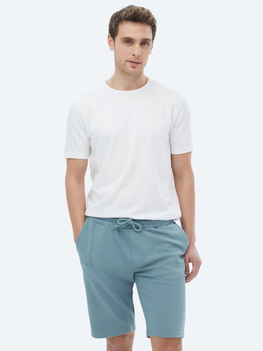 White Crew Neck Cotton Blended T-Shirt - 1