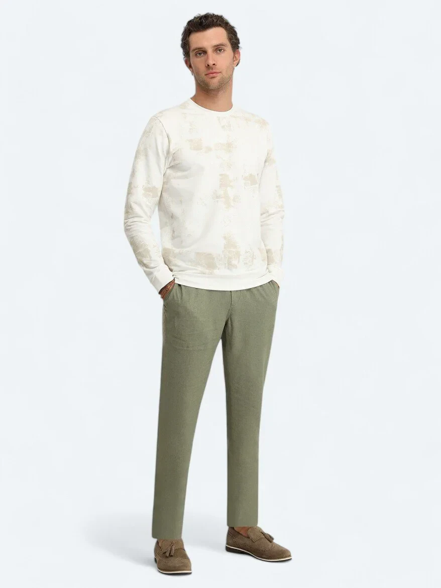 White Crew Neck Printed Sweatshirt - 2