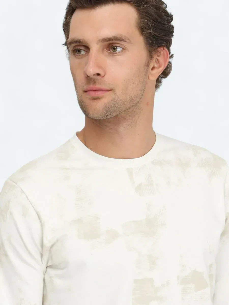 White Crew Neck Printed Sweatshirt - 4