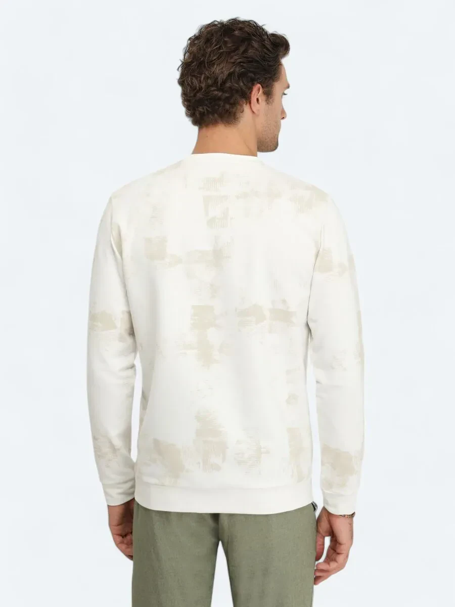 White Crew Neck Printed Sweatshirt - 5