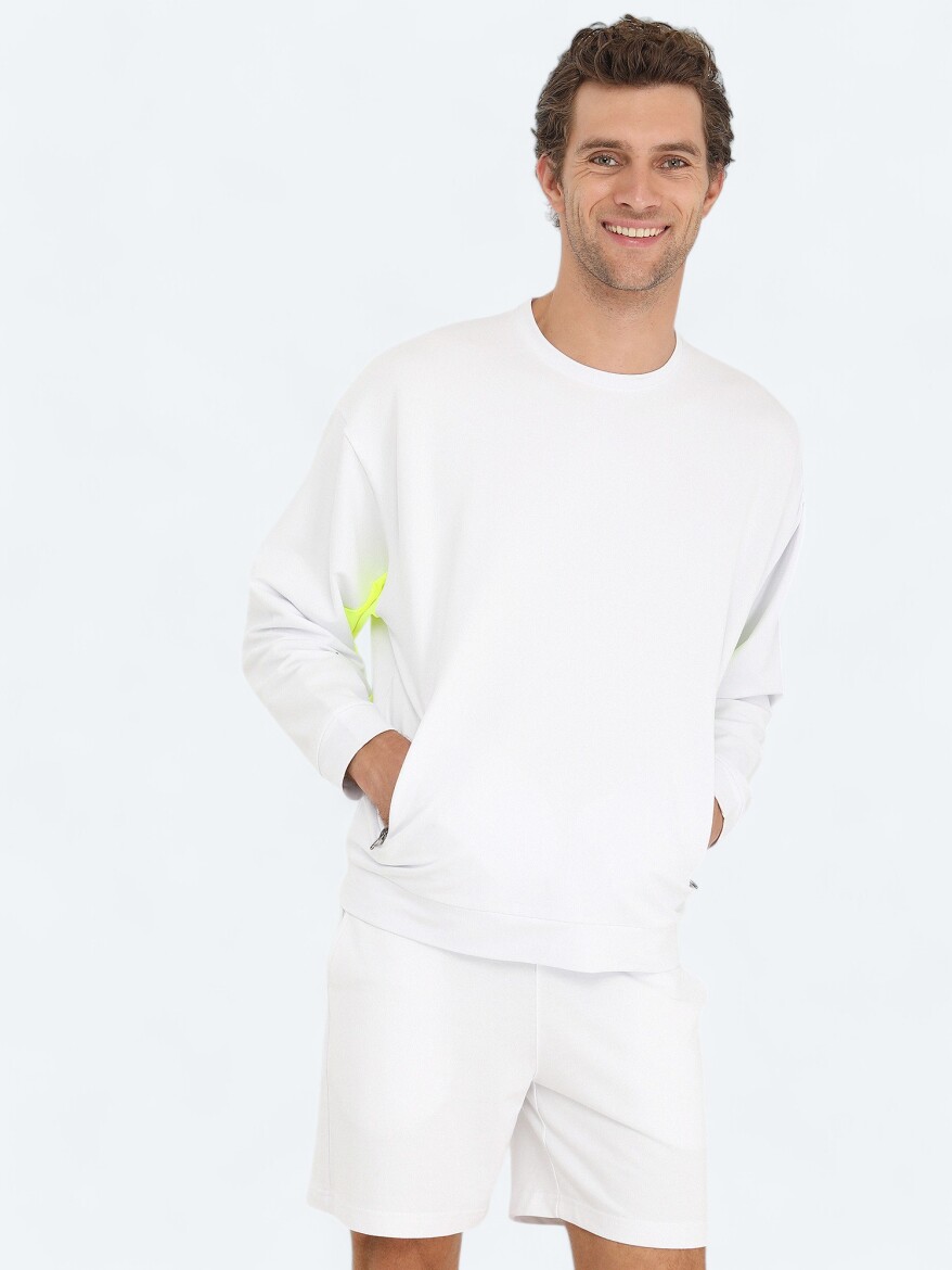 White Crew Neck Sweatshirt - 1