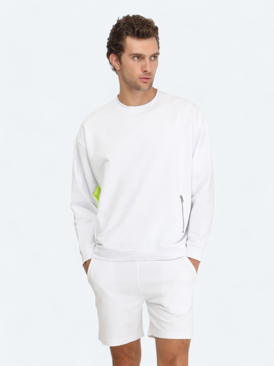 White Crew Neck Sweatshirt - 3