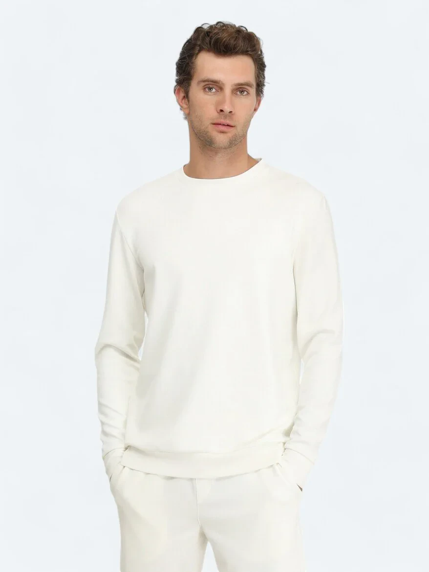 White Crew Neck Sweatshirt - 1