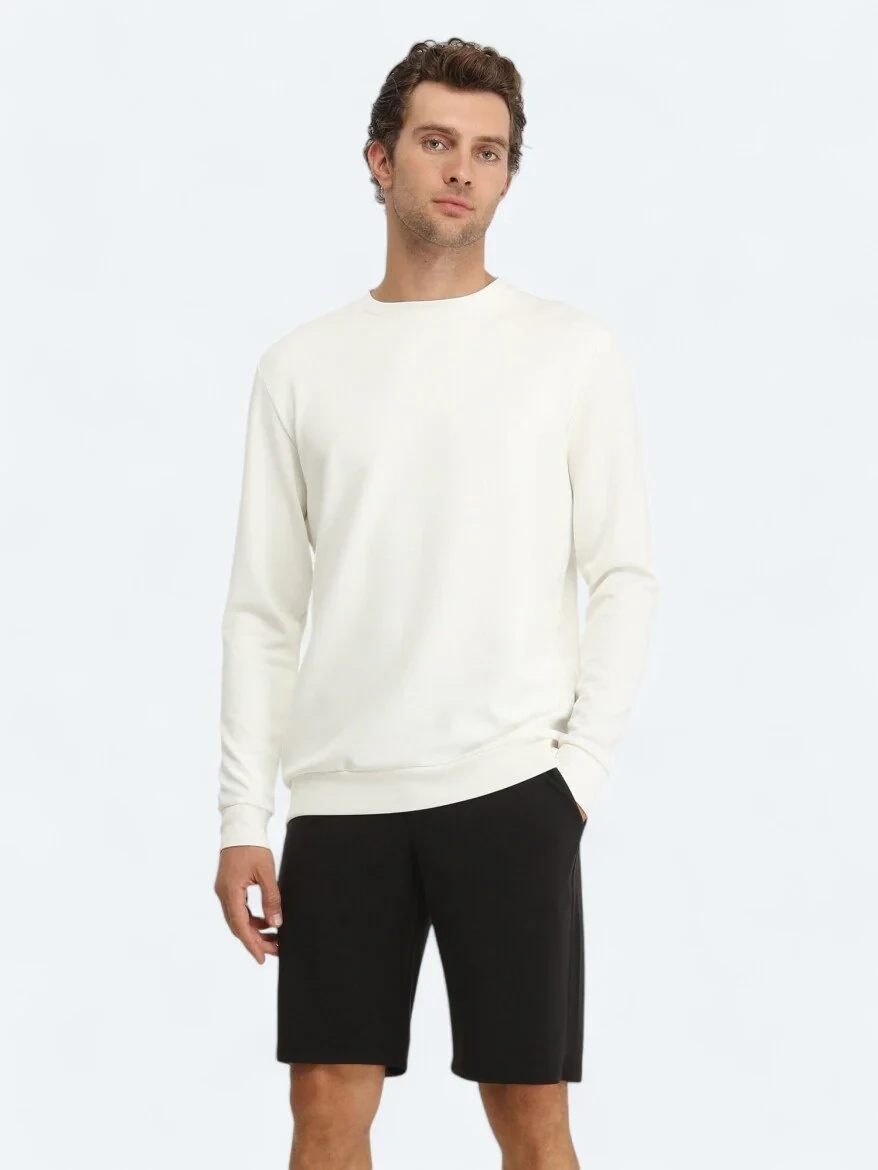 White Crew Neck Sweatshirt - 4