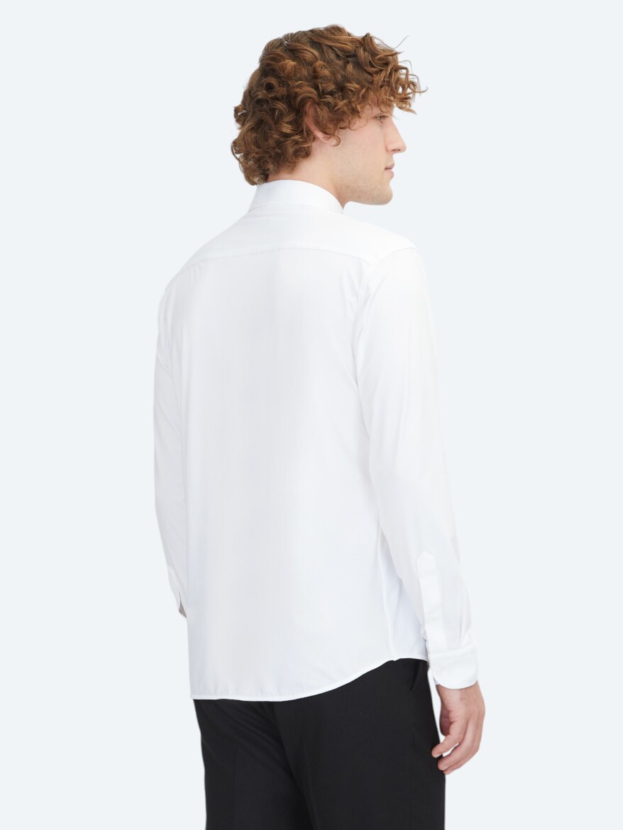 White Regular Fit Knitting Casual Shirt - 6