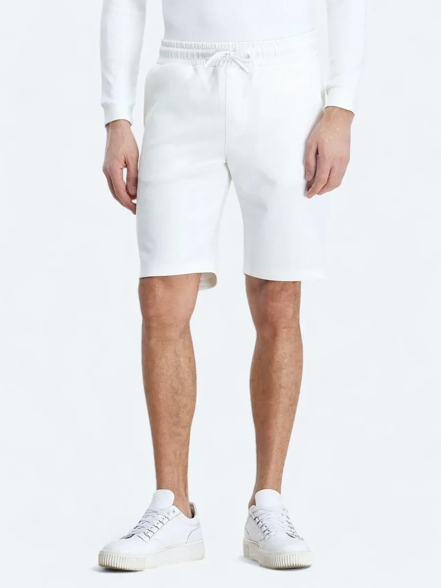 White Knitting Jogging Fit Sport Bermuda - 2