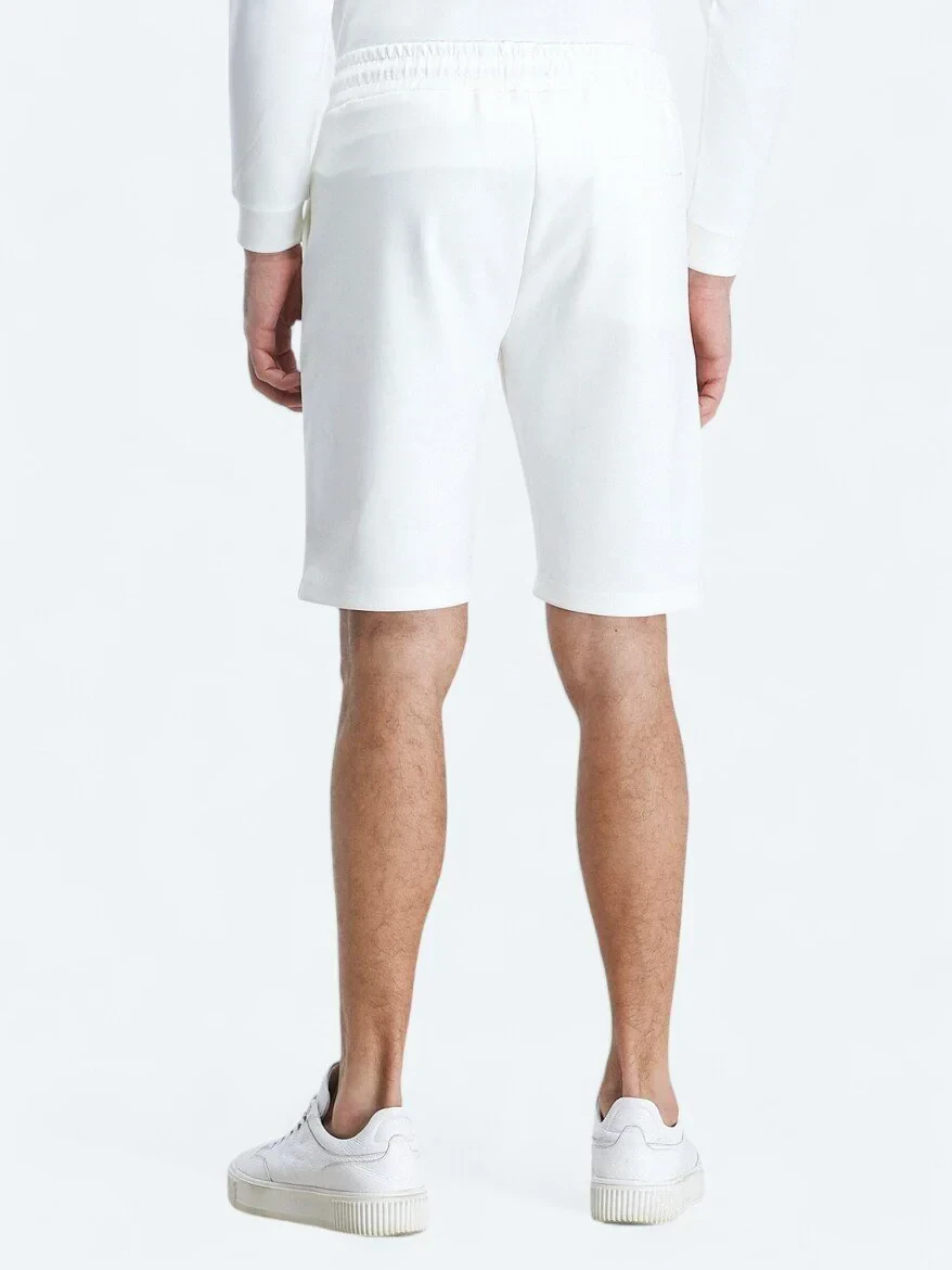 White Knitting Jogging Fit Sport Bermuda - 4