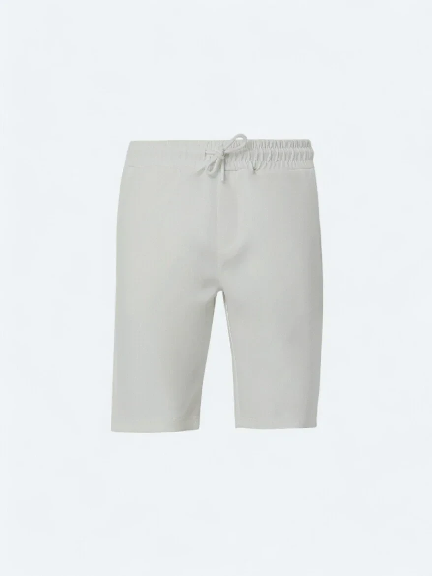 White Knitting Jogging Fit Sport Bermuda - 5