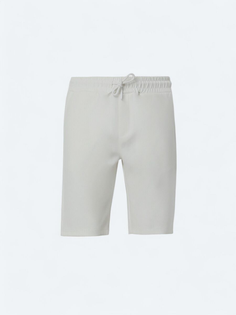 White Knitting Jogging Fit Sport Bermuda - 5