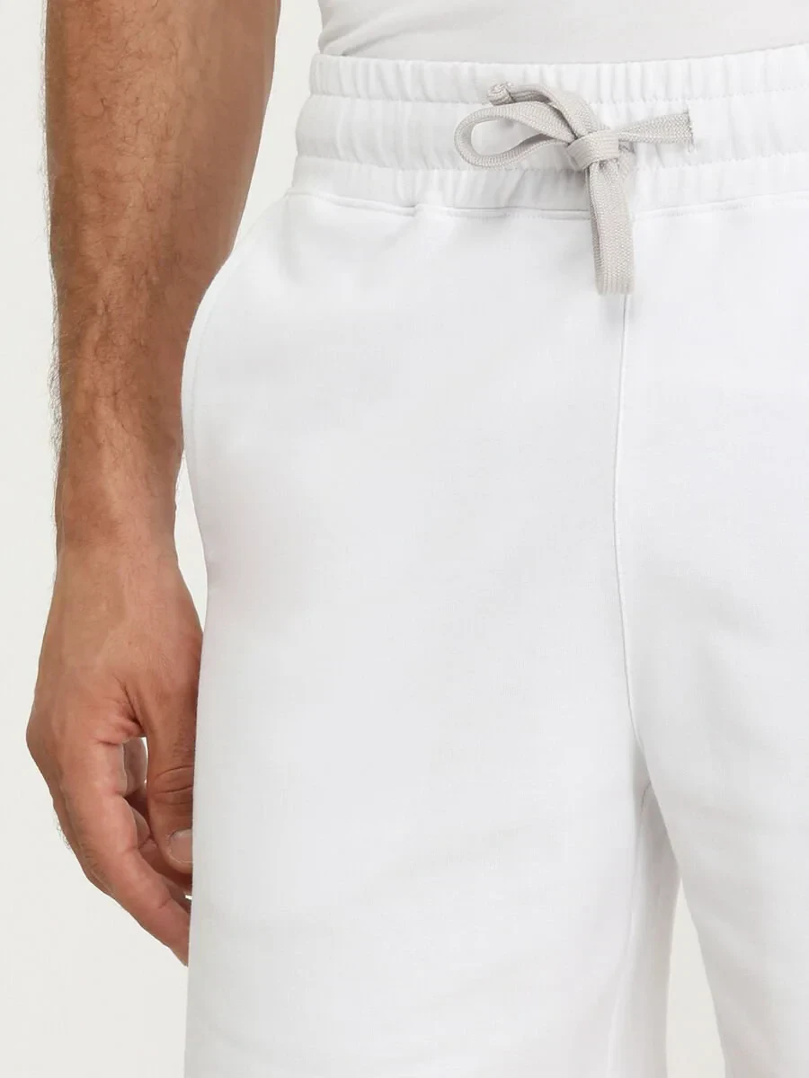 White Knitting Jogging Fit Sport Cotton Blended Bermuda - 3