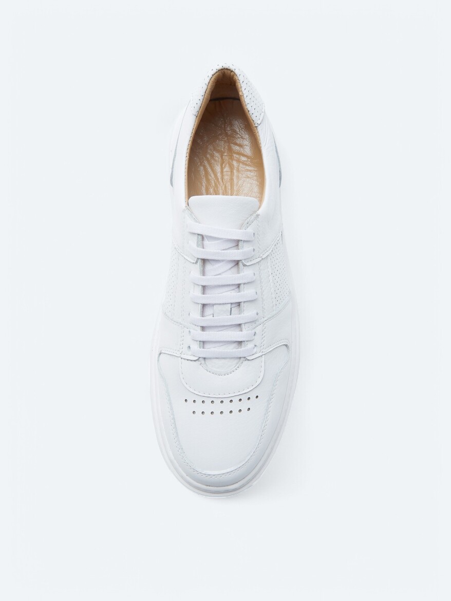 White Leather Sneaker - 3