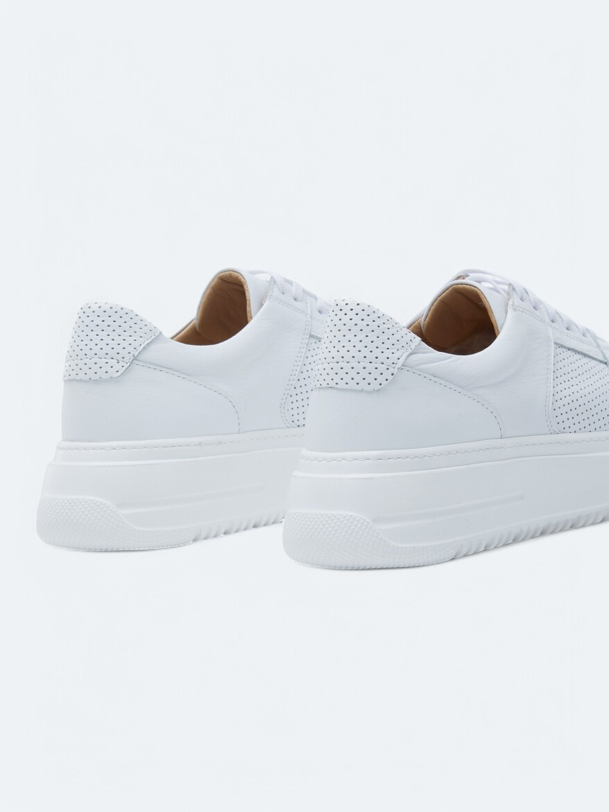 White Leather Sneaker - 5