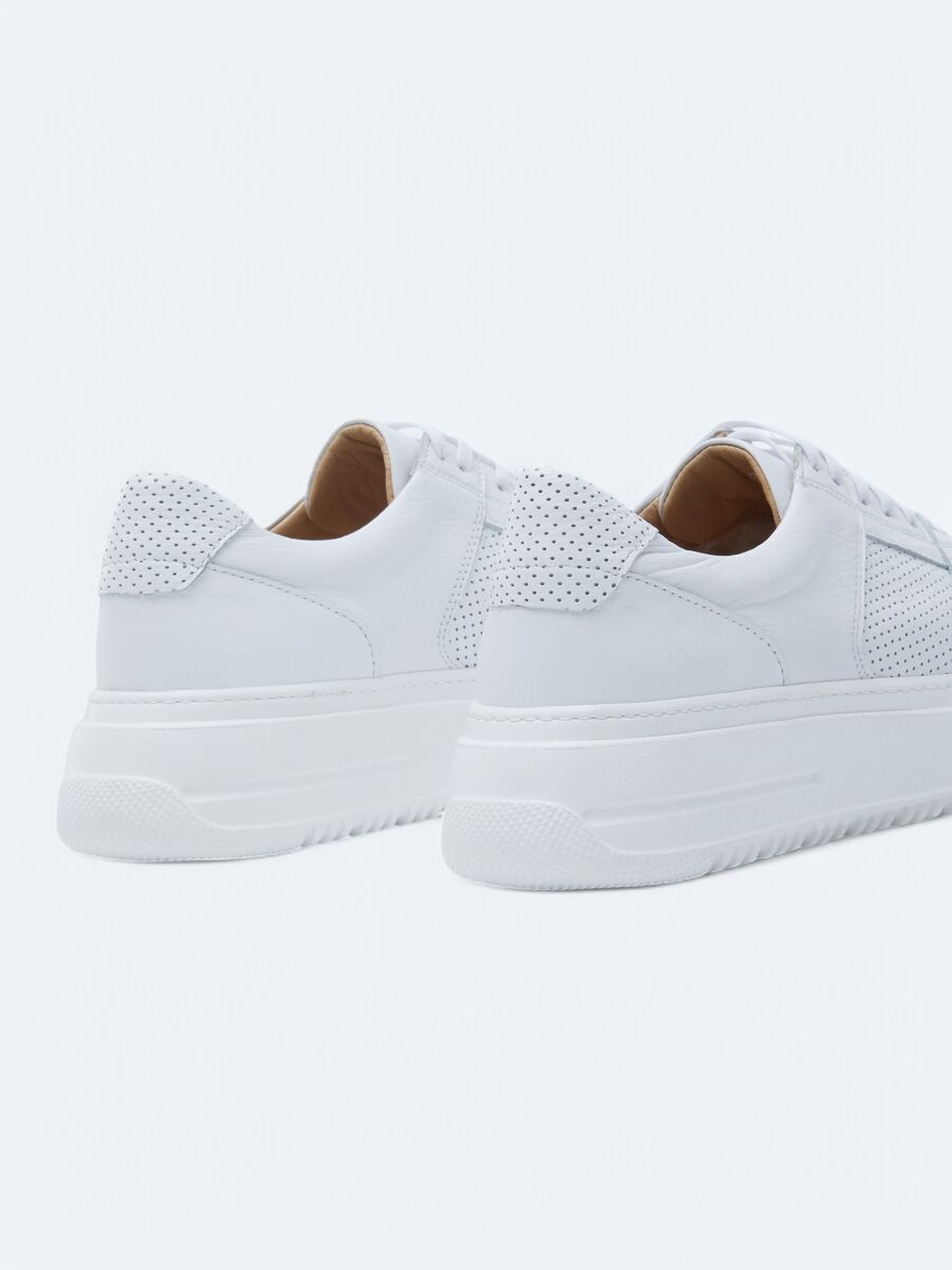 White Leather Sneaker - 5