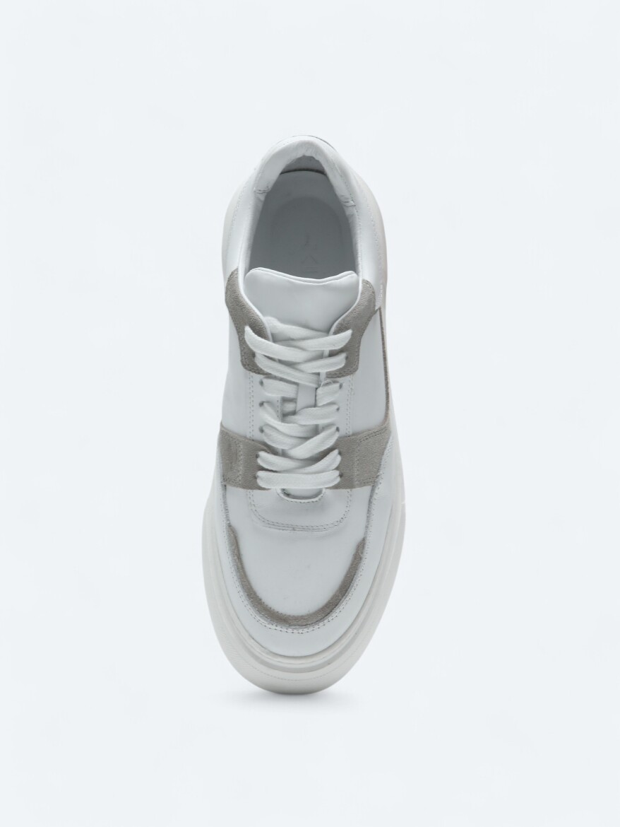 White Leather Sneaker - 3