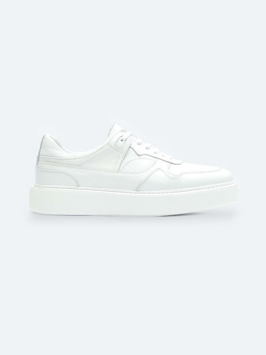 White Leather Sneaker - 1