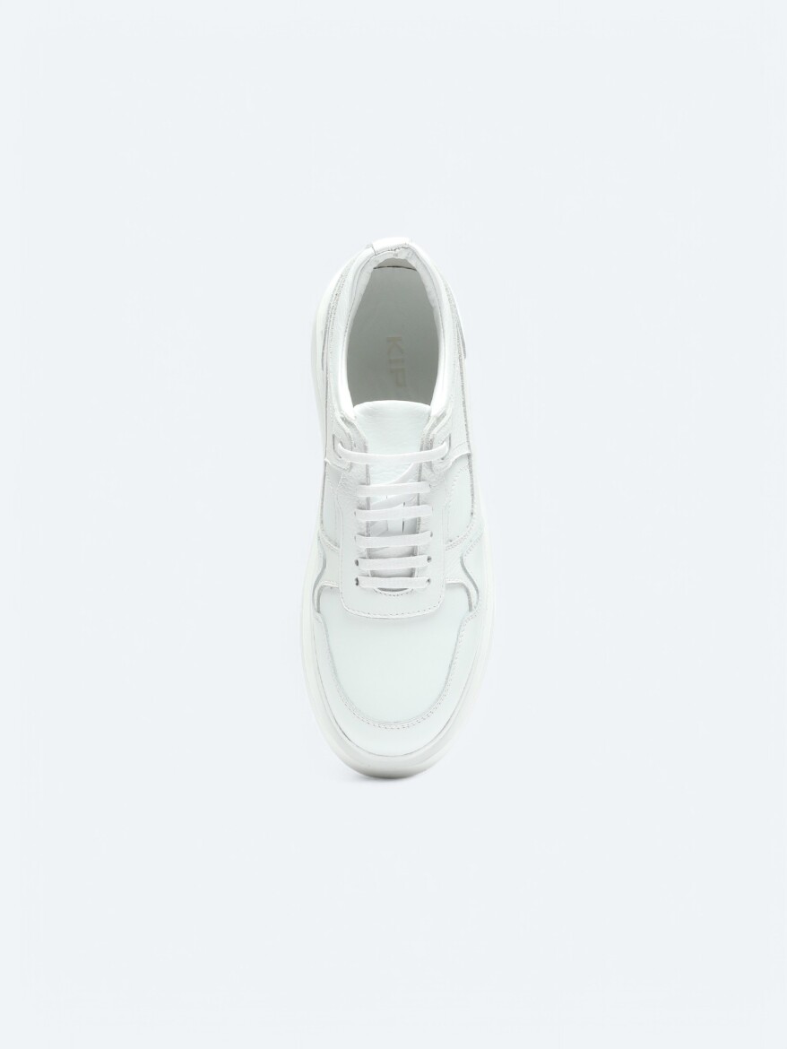 White Leather Sneaker - 3