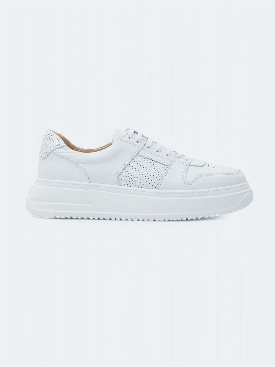 White Leather Sport Sneaker - 1