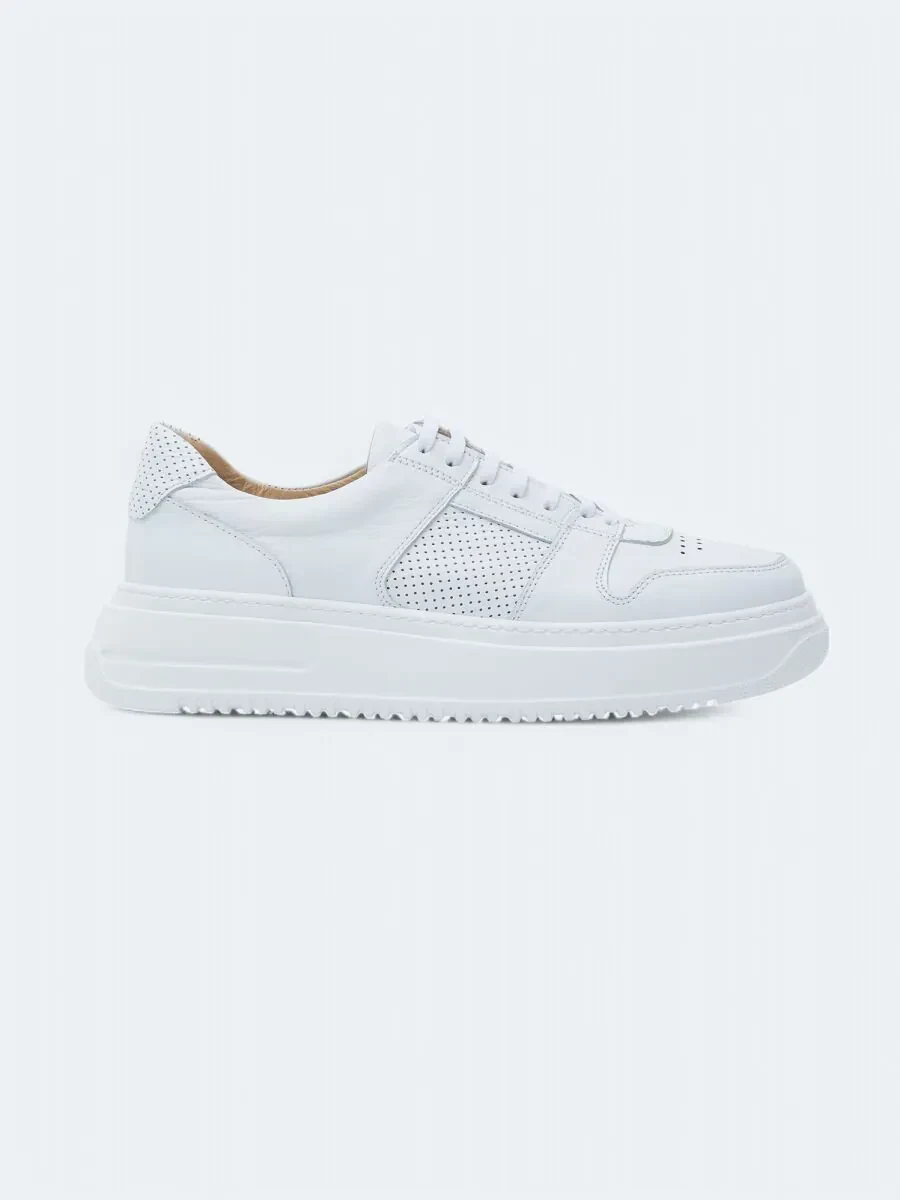 White Leather Sport Sneaker - 1