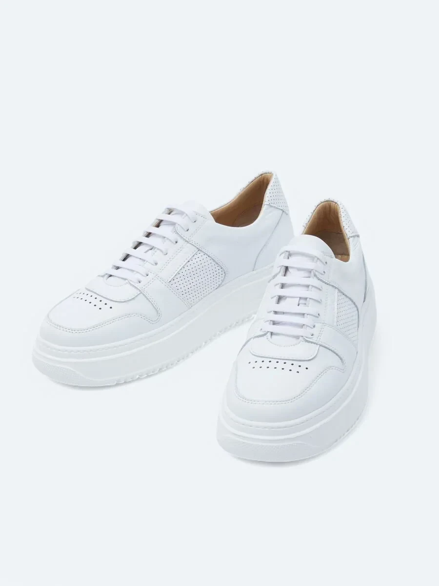 White Leather Sport Sneaker - 2