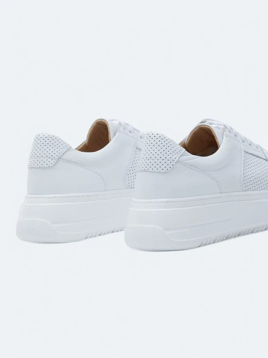 White Leather Sport Sneaker - 5
