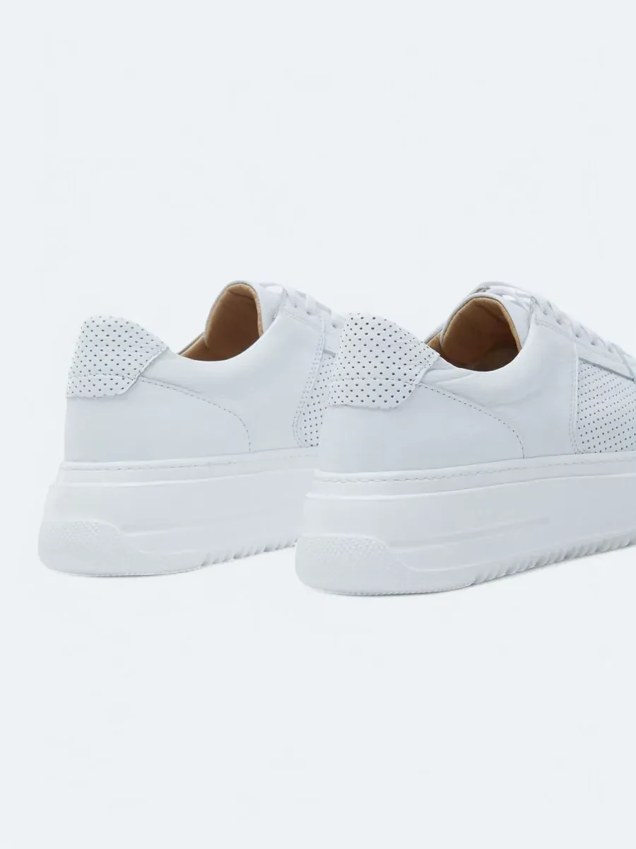 White Leather Sport Sneaker - 5