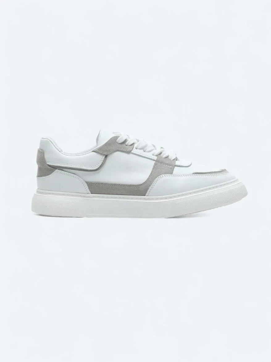 White Leather Sport Sneaker - 1