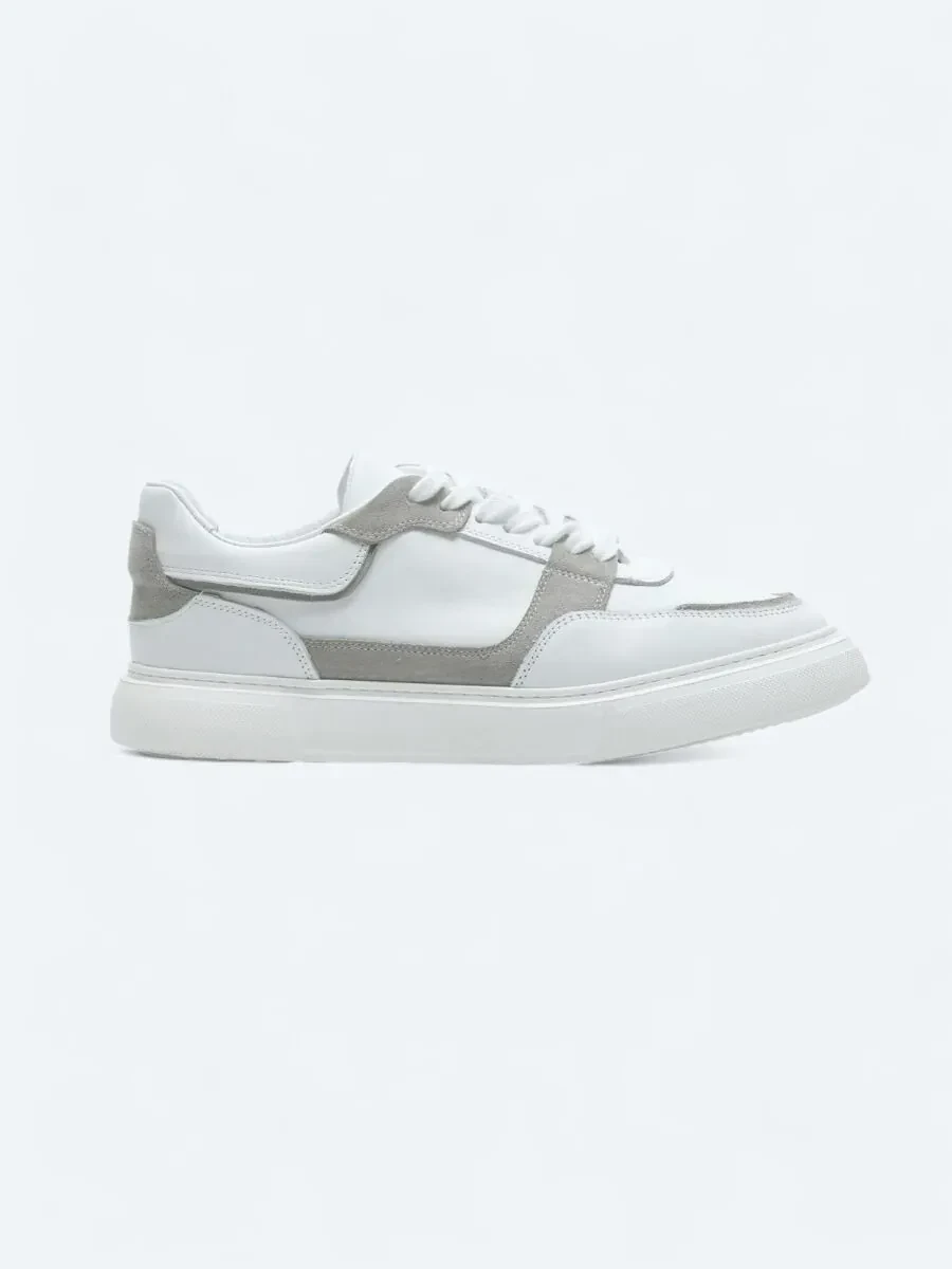 White Leather Sport Sneaker - 1