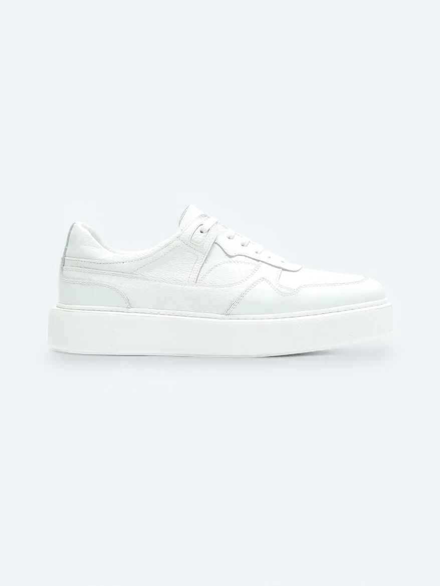 White Leather Sport Sneaker - 1