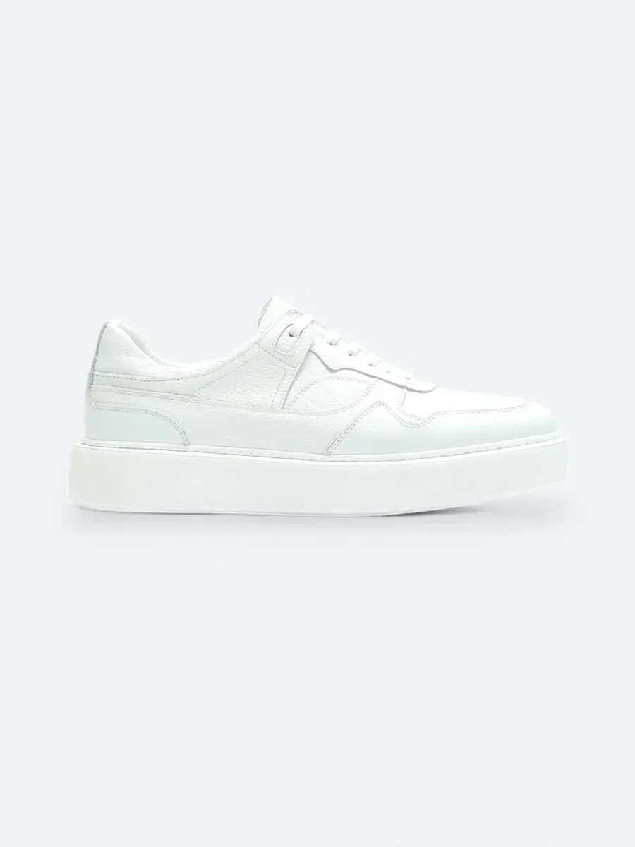 White Leather Sport Sneaker - 1