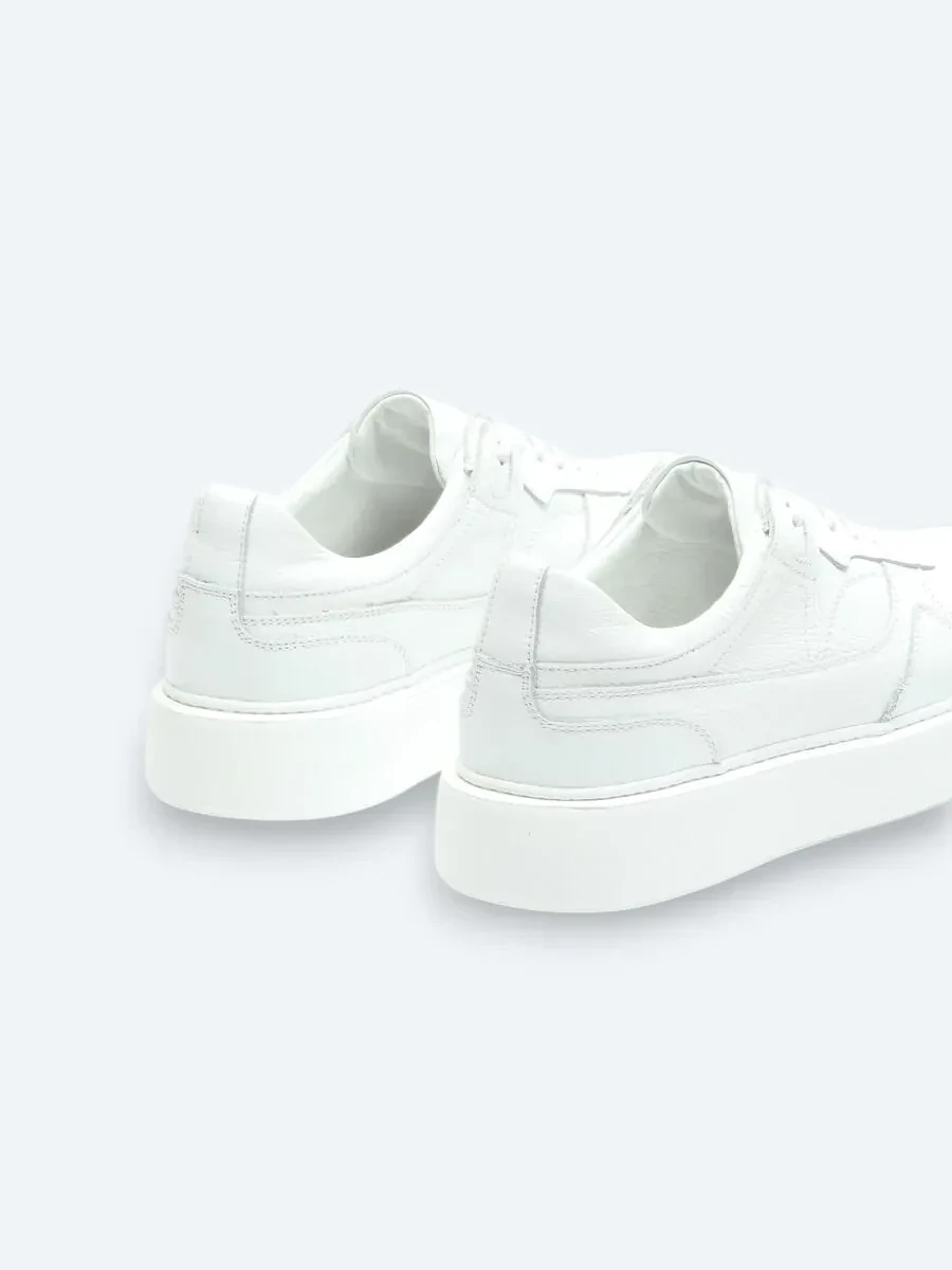 White Leather Sport Sneaker - 5
