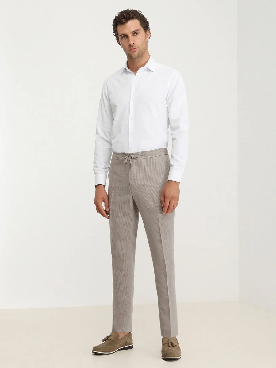 White Micro Regular Fit Weaving Classical Cotton Blended Shirt - 2