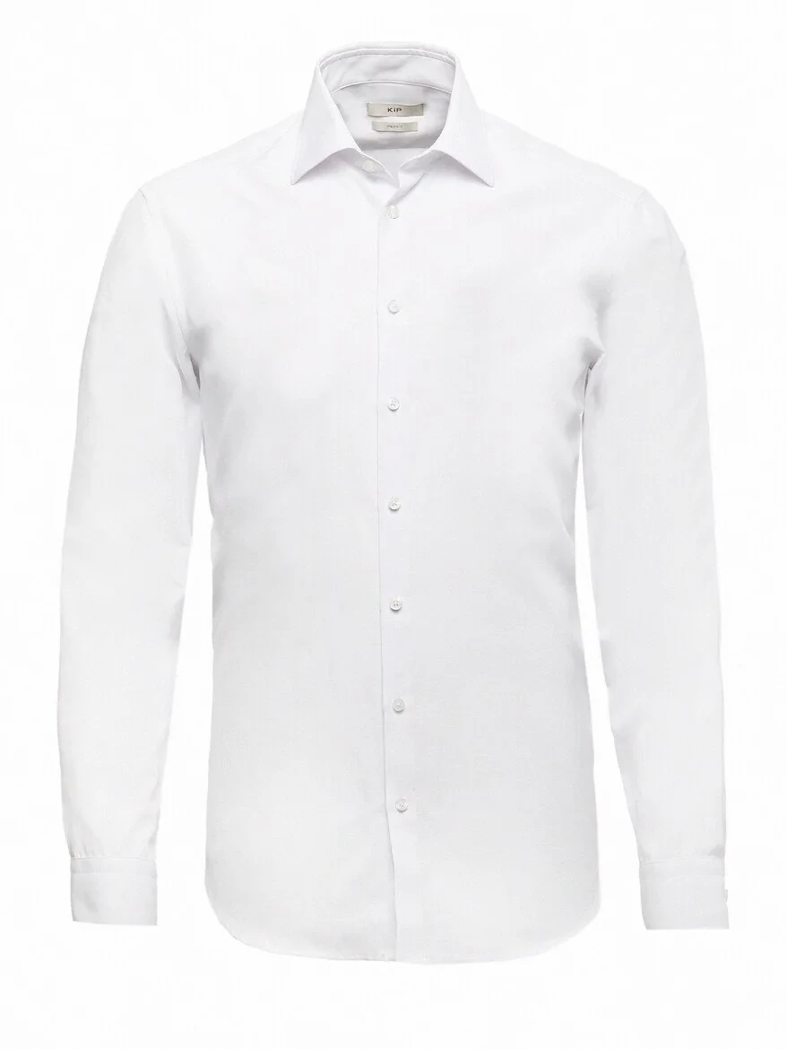 White Micro Regular Fit Weaving Classical Cotton Blended Shirt - 6