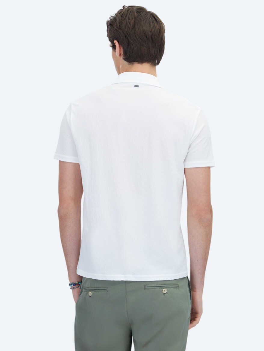 White Patterned Polo Neck T-Shirt - 5