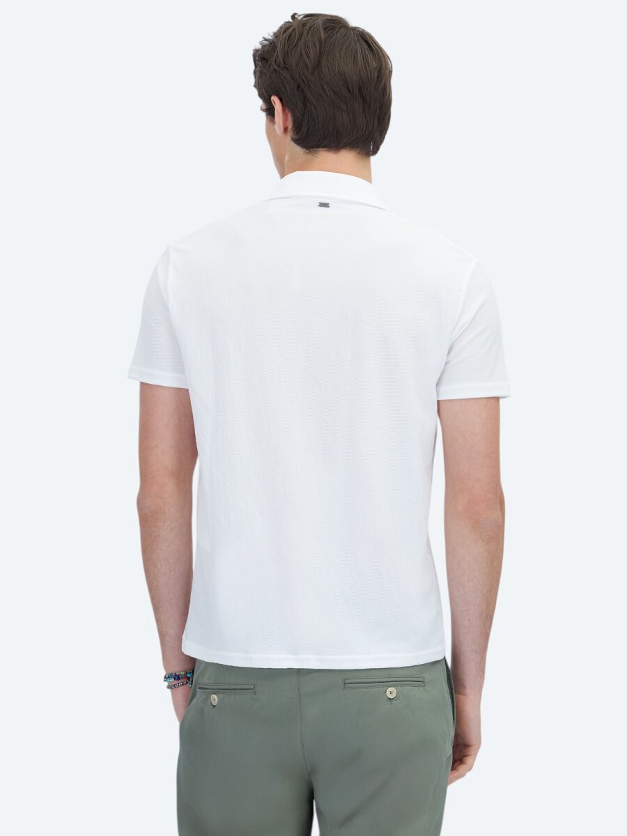 White Patterned Polo Neck T-Shirt - 5