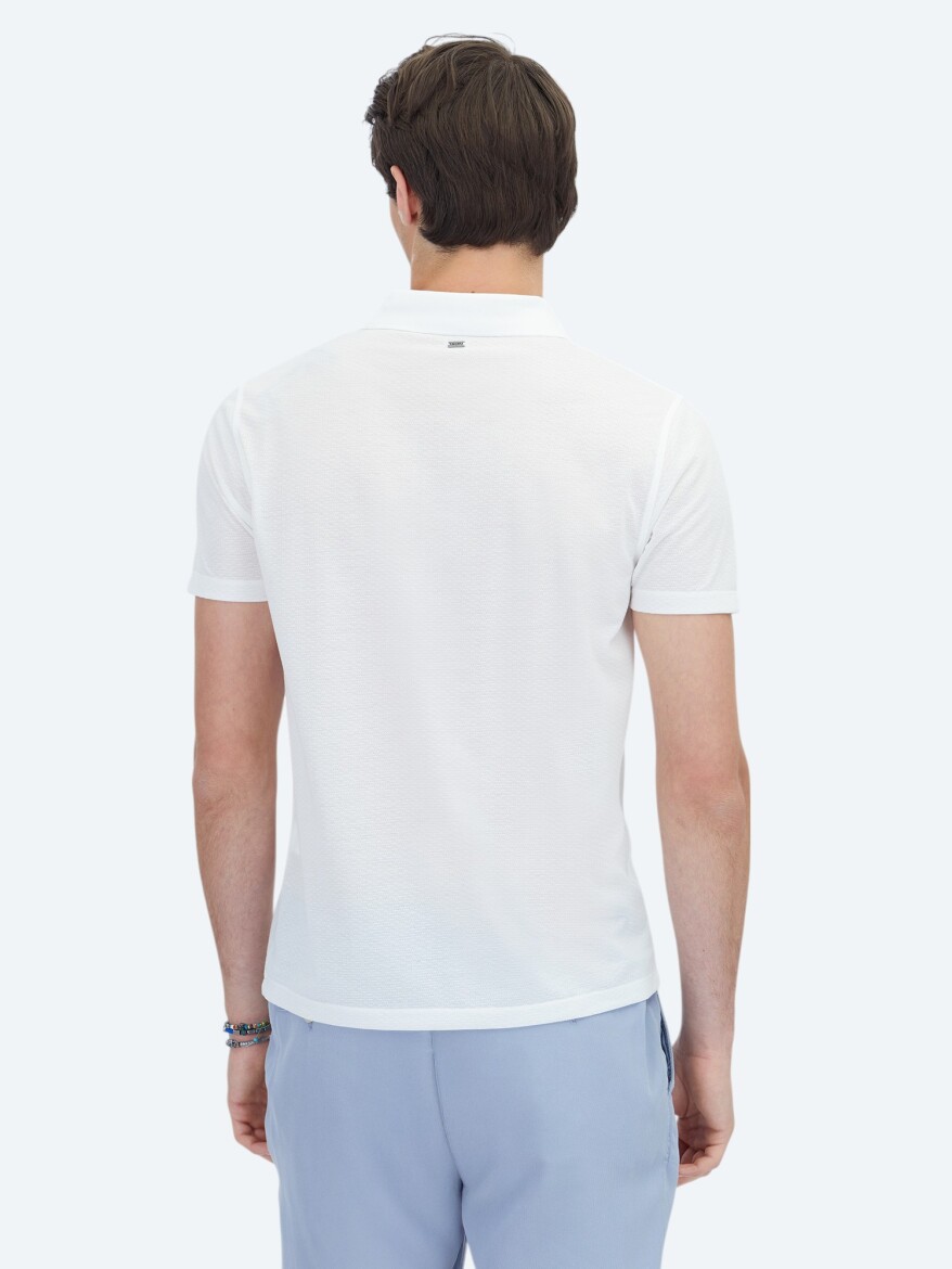 White Patterned Polo Neck T-Shirt - 5