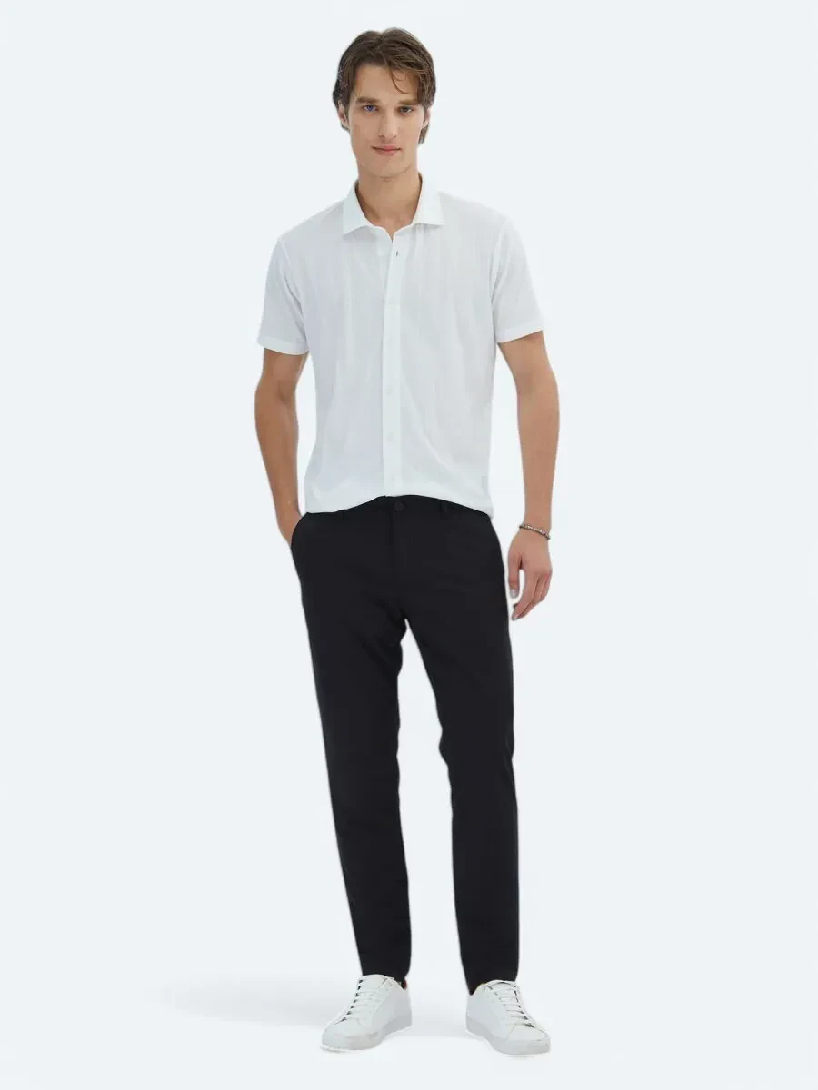 White Patterned Regular Fit Knitting Casual Shirt - 2