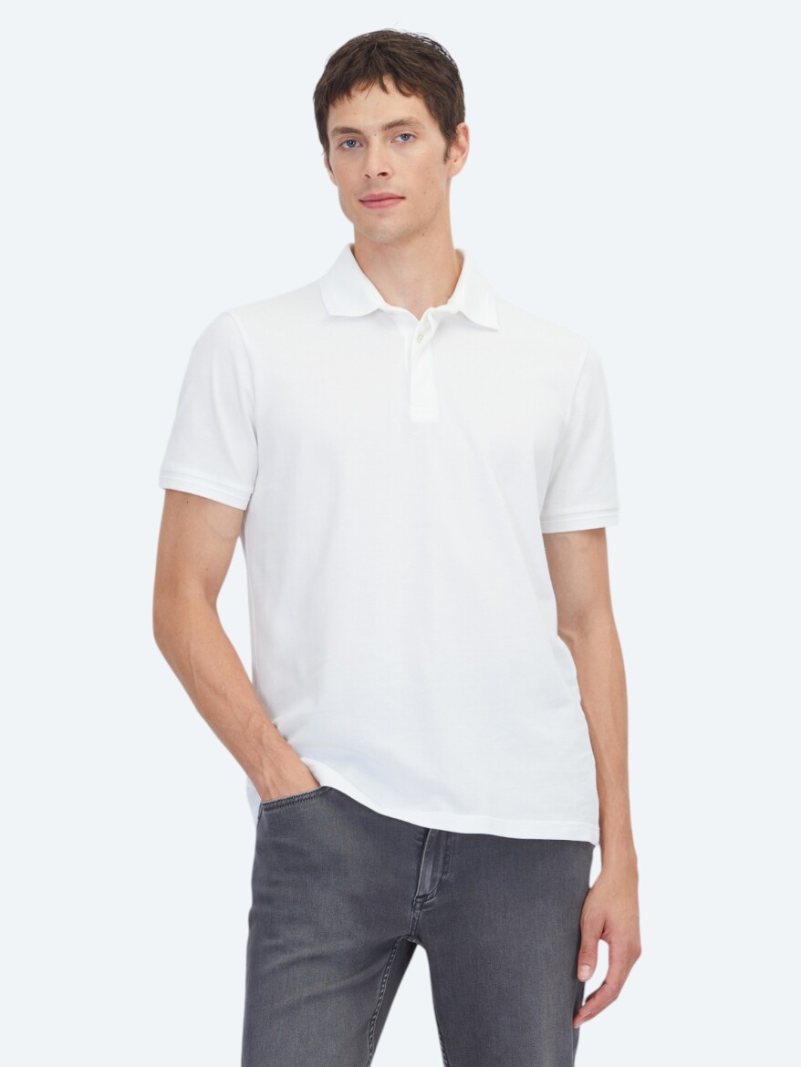 White Plain 100% Cotton T-Shirt - KİP