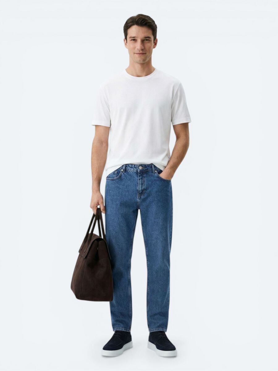 White Plain Cotton Blended T-Shirt - 1