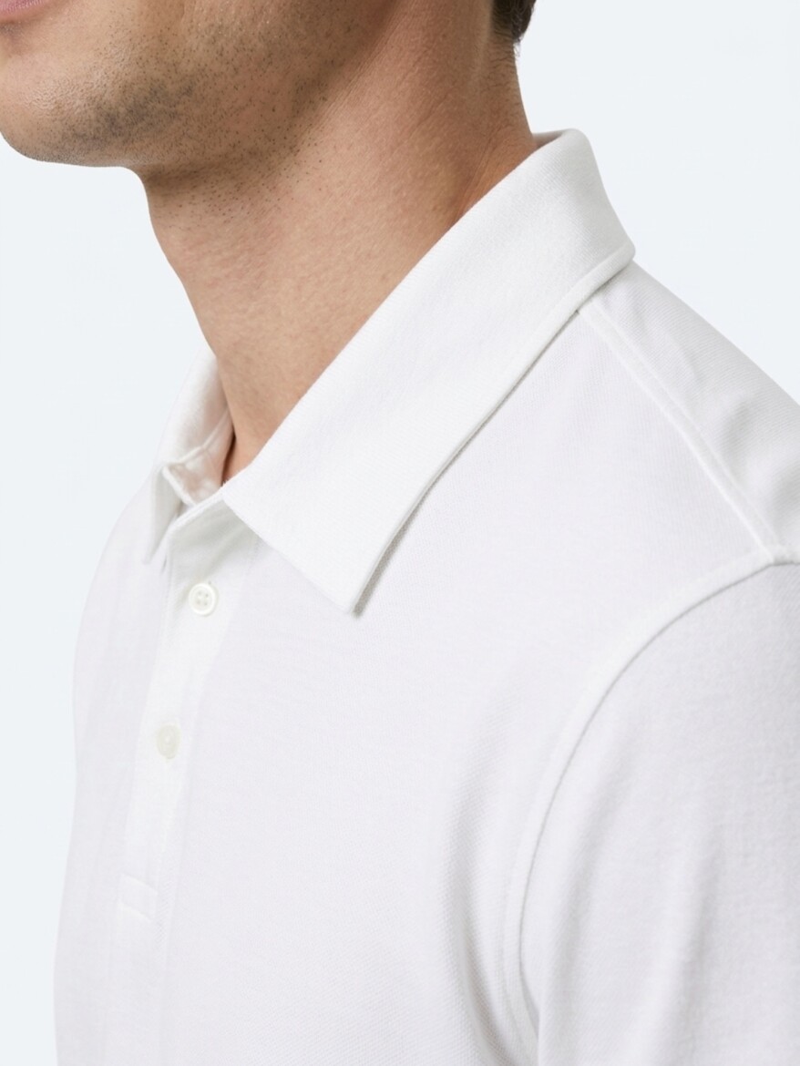 White Plain Cotton Blended T-Shirt - KİP