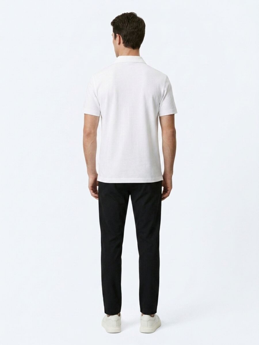 White Plain Cotton Blended T-Shirt - 5