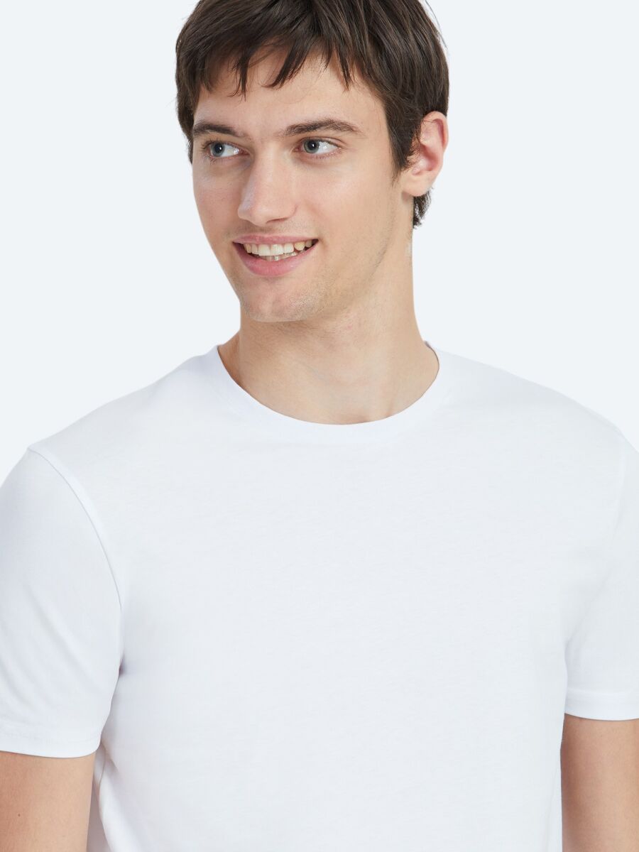 White Plain Crew Neck 100% Cotton T-Shirt - 3