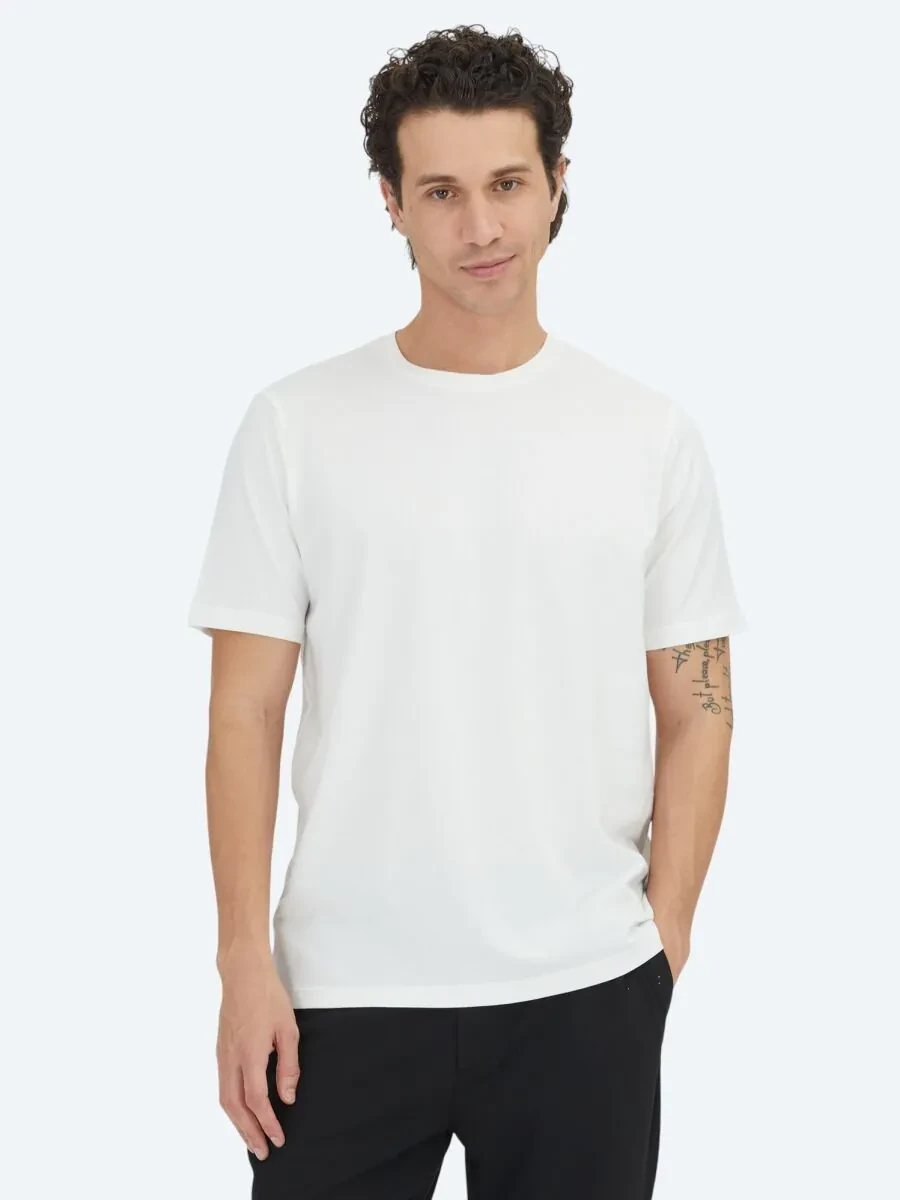 White Plain Crew Neck 100% Cotton T-Shirt - 1