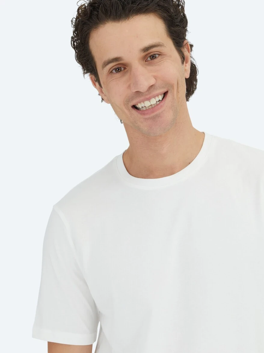 White Plain Crew Neck 100% Cotton T-Shirt - 3