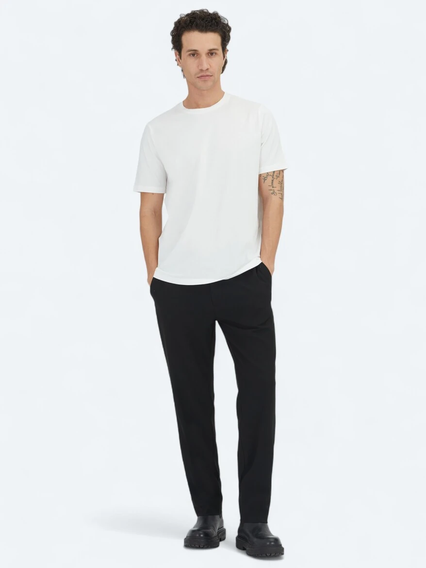 White Plain Crew Neck 100% Cotton T-Shirt - KİP